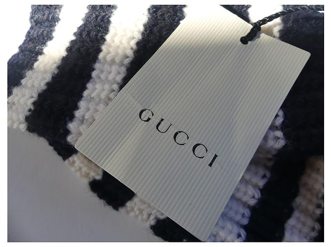 Gucci Wollfäustlinge Schwarz Weiß Grösse M - Ansicht 4