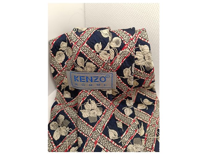 superb vintage tie signed kenzo Navy blue - view 3