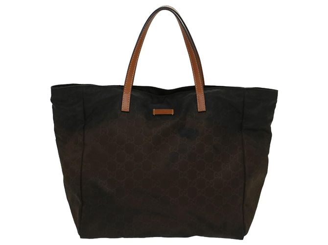 GUCCI GG Canvas Einkaufstasche Nylon Braun Auth 53670 - Ansicht 13