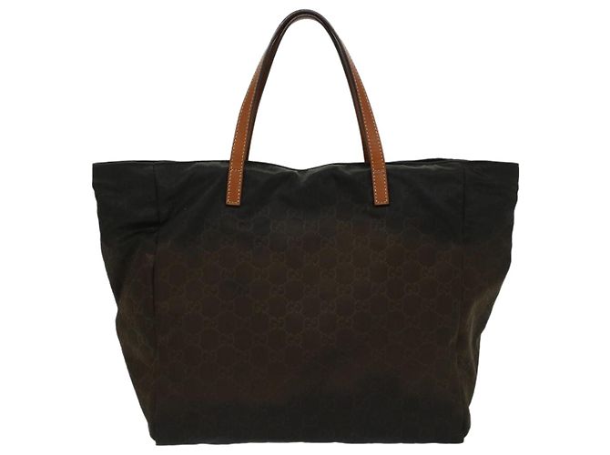 GUCCI GG Canvas Einkaufstasche Nylon Braun Auth 53670 - Ansicht 2