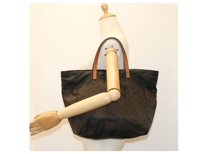 GUCCI GG Canvas Einkaufstasche Nylon Braun Auth 53670 - Ansicht 24