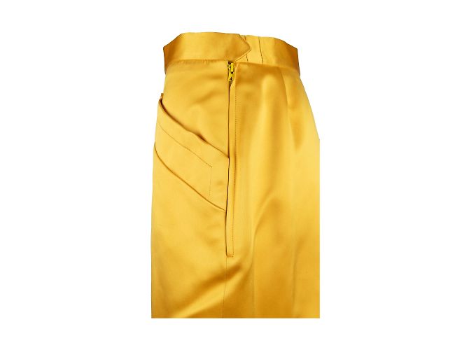 Falda lápiz de satén Yves Saint Laurent Amarillo - vista 3