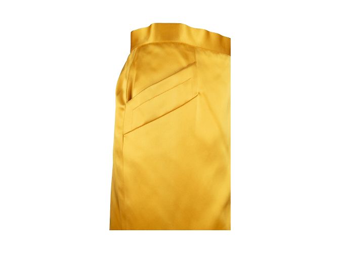 Falda lápiz de satén Yves Saint Laurent Amarillo - vista 4