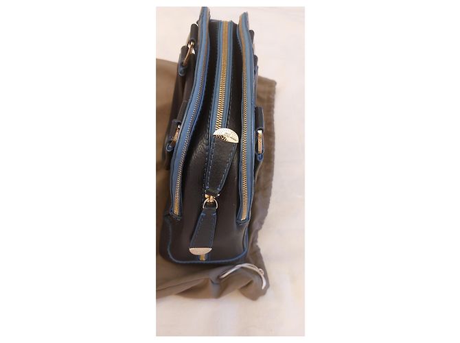 Borsa a mano Lancel Adjani in pelle martellata blu scuro Blu navy - vista 3