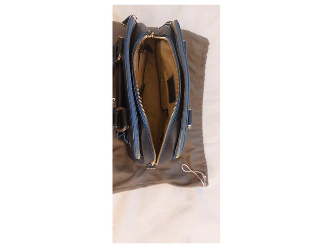 Borsa a mano Lancel Adjani in pelle martellata blu scuro Blu navy - vista 5