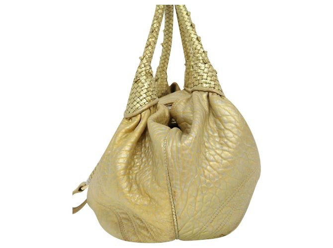 FENDI Spy Bag Borsa a tracolla Zucca Canvas Leather Gold Auth hk396 - vista 3