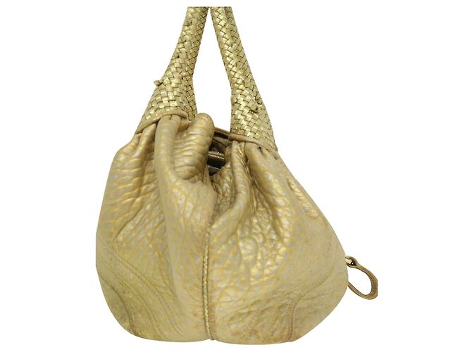 FENDI Spy Bag Borsa a tracolla Zucca Canvas Leather Gold Auth hk396 - vista 4