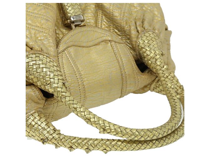 FENDI Spy Bag Borsa a tracolla Zucca Canvas Leather Gold Auth hk396 - vista 6