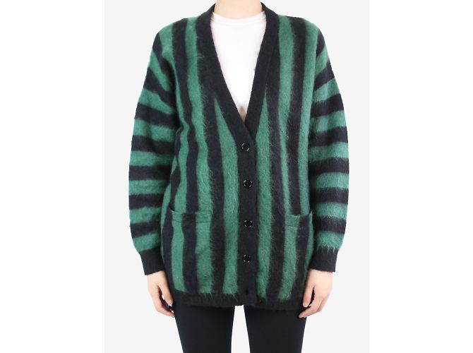 Bella Freud Grün-schwarz gestreifte Strickjacke – Größe XS - Ansicht 3