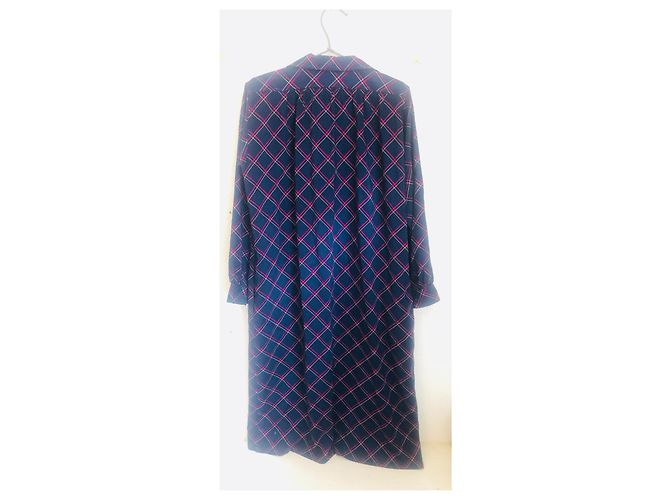 Vintage Yves Saint Laurent Hemdkleid Pink Marineblau - Ansicht 2