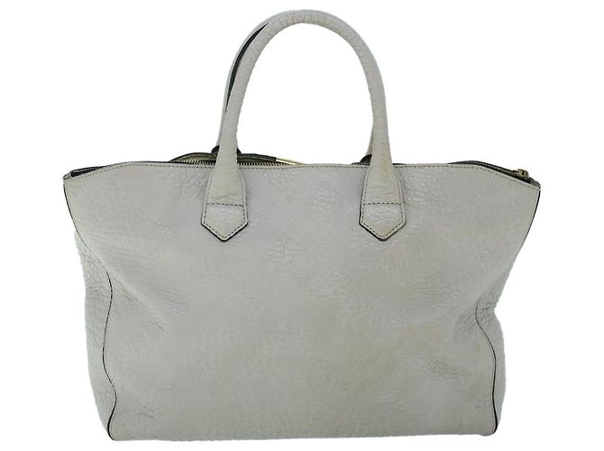 BURBERRY Borsa Tote Pelle Grigio Bianco Auth ac2169 Marrone - vista 2