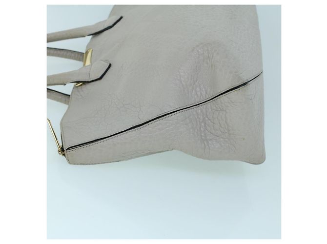 BURBERRY Borsa Tote Pelle Grigio Bianco Auth ac2169 Marrone - vista 4