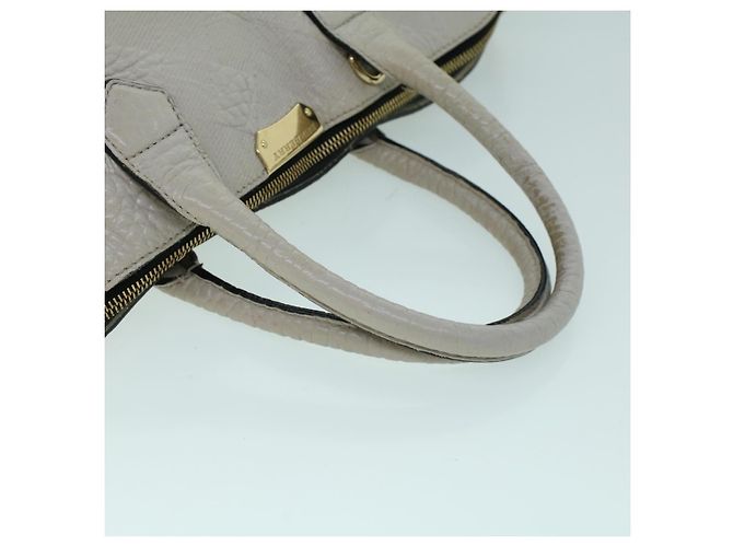BURBERRY Borsa Tote Pelle Grigio Bianco Auth ac2169 Marrone - vista 7