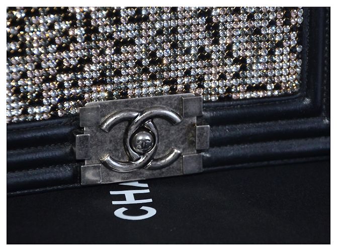 Borsa mini Chanel Boy con cristalli Swarovski Nero Multicolore Silver hardware - vista 3