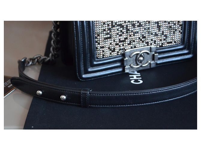 Borsa mini Chanel Boy con cristalli Swarovski Nero Multicolore Silver hardware - vista 7