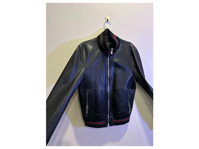 Giacca bomber in pelle Gucci nera Nero - vista 2