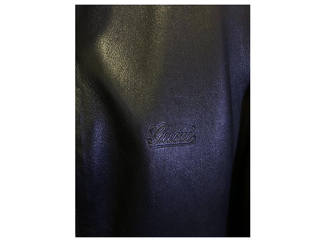 Giacca bomber in pelle Gucci nera Nero - vista 4