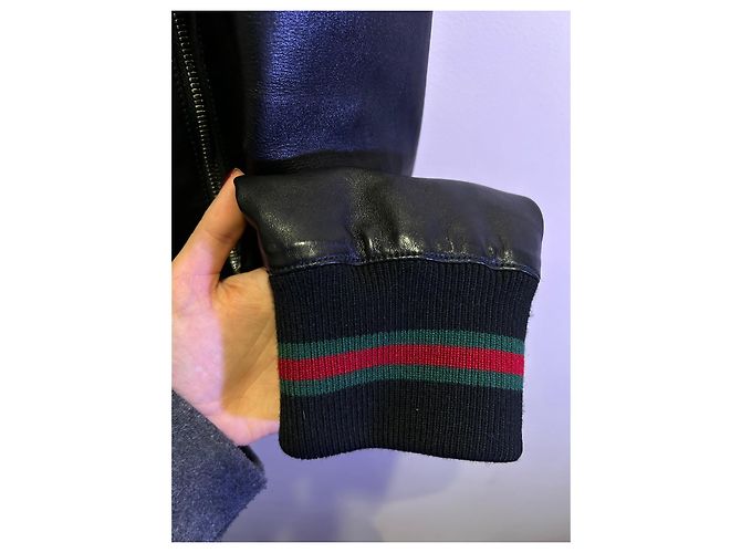 Giacca bomber in pelle Gucci nera Nero - vista 5