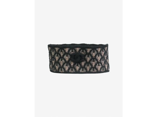 Chanel Fascia per capelli in maglia di lurex nera con dettaglio logo CC - taglia Nero - vista 2