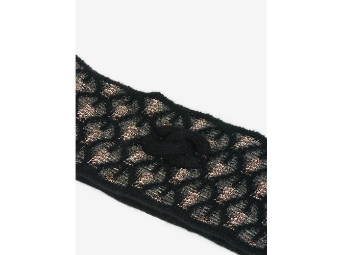 Chanel Fascia per capelli in maglia di lurex nera con dettaglio logo CC - taglia Nero - vista 4