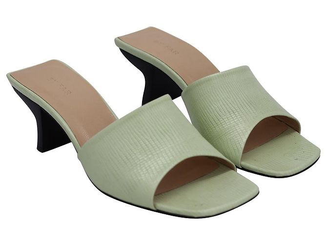 Sandali By Far Lily Mule in pelle verde - vista 2