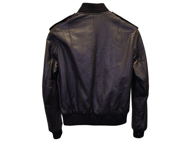Jaqueta Bomber Saint Laurent em Couro Preto - vista 2