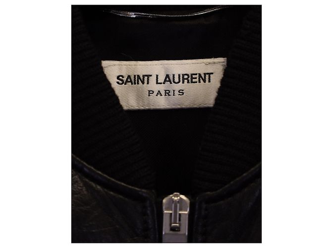 Jaqueta Bomber Saint Laurent em Couro Preto - vista 3