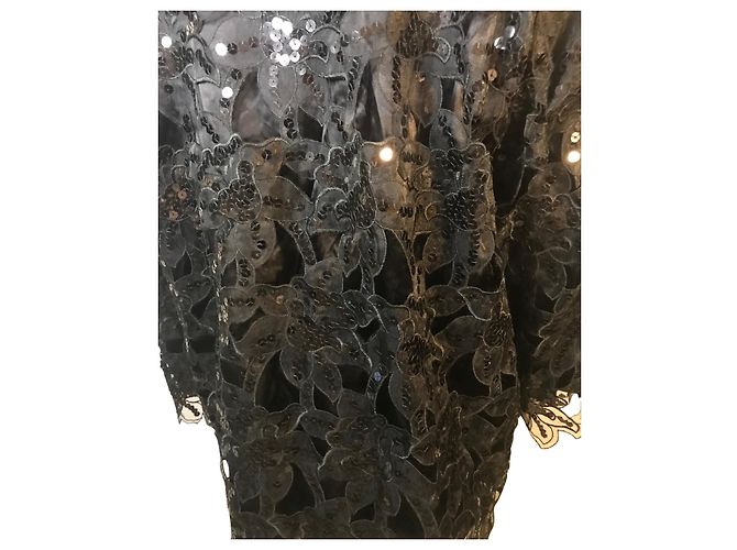 Autre Marque Blusa nera con paillettes e maniche 3/4 Nero - vista 4