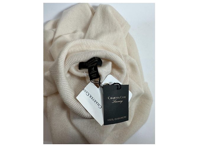 Autre Marque Charter Club Kaschmir Polopullover Ecru XL Roh - Ansicht 4