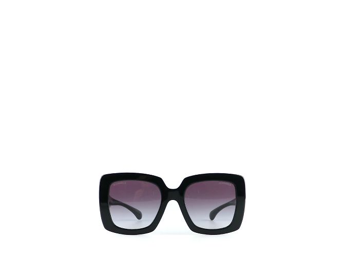 CHANEL - Occhiali da sole in plastica e pelle CC Nero - vista 3