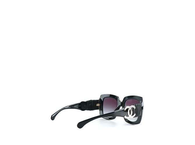 CHANEL - Occhiali da sole in plastica e pelle CC Nero - vista 4