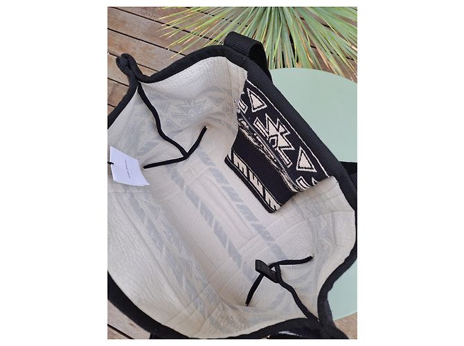 Borsa tote Isabel Marant Darwen in jacquard di cotone nero - vista 2