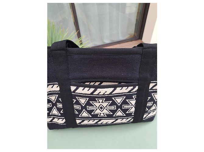 Borsa tote Isabel Marant Darwen in jacquard di cotone nero - vista 5