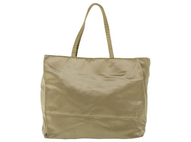 PRADA Borsa Tote Satin Beige Auth cl754 - vista 13