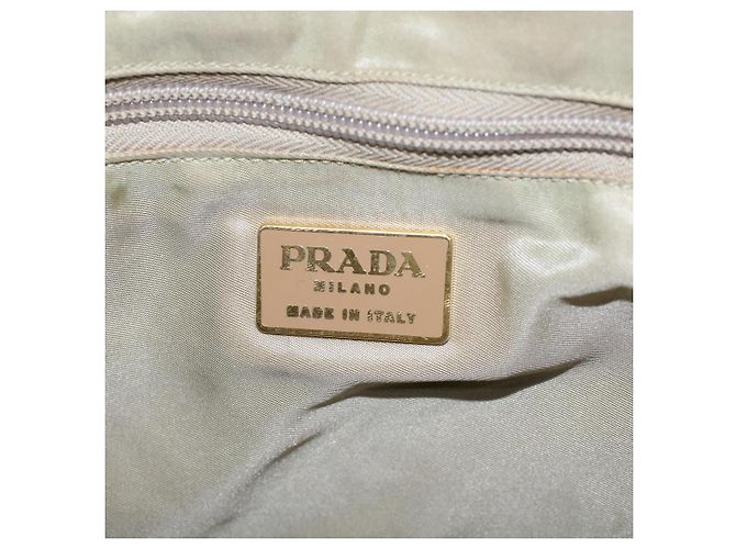PRADA Borsa Tote Satin Beige Auth cl754 - vista 18