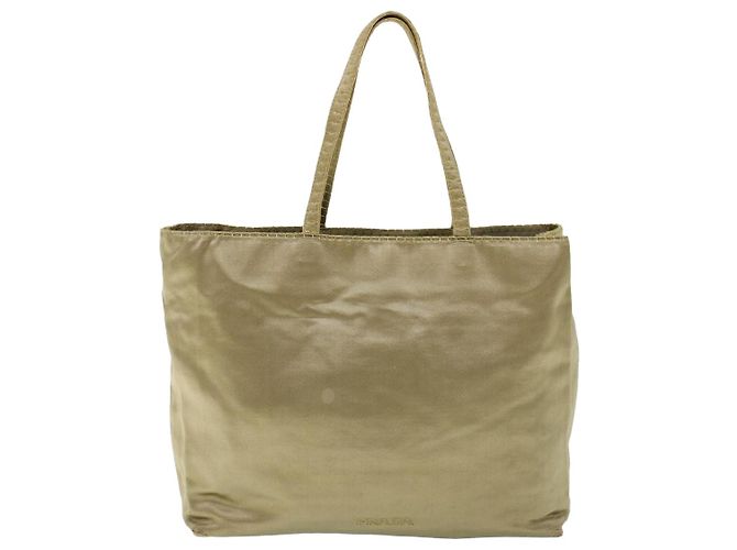 PRADA Borsa Tote Satin Beige Auth cl754 - vista 2