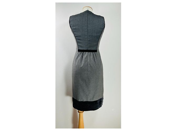 Etro Handbesticktes Kleid Grau Seide Kaschmir Wolle - Ansicht 4