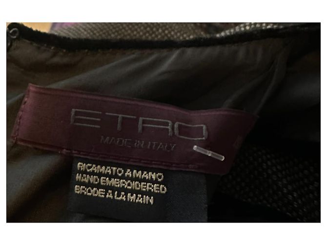 Etro Handbesticktes Kleid Grau Seide Kaschmir Wolle - Ansicht 7
