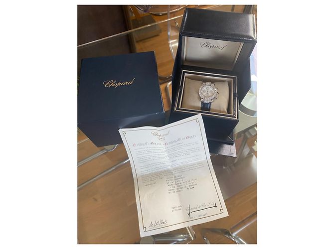 Chopard Chrono Uhr Weißgold Diamanten und Saphire Silber Hardware - Ansicht 5