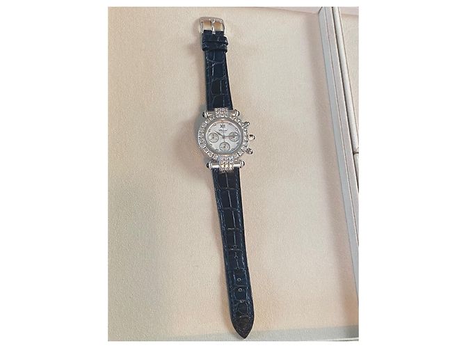 Chopard Chrono Uhr Weißgold Diamanten und Saphire Silber Hardware - Ansicht 8