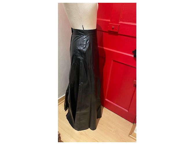 Falda larga de cuero negra Kenzo Negro - vista 2