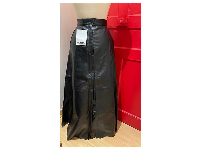 Falda larga de cuero negra Kenzo Negro - vista 3