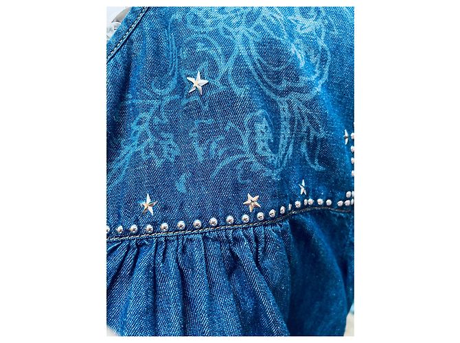 Camicetta Just Cavalli in denim blu con borchie metalliche - vista 3