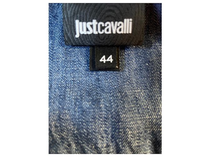 Camicetta Just Cavalli in denim blu con borchie metalliche - vista 4