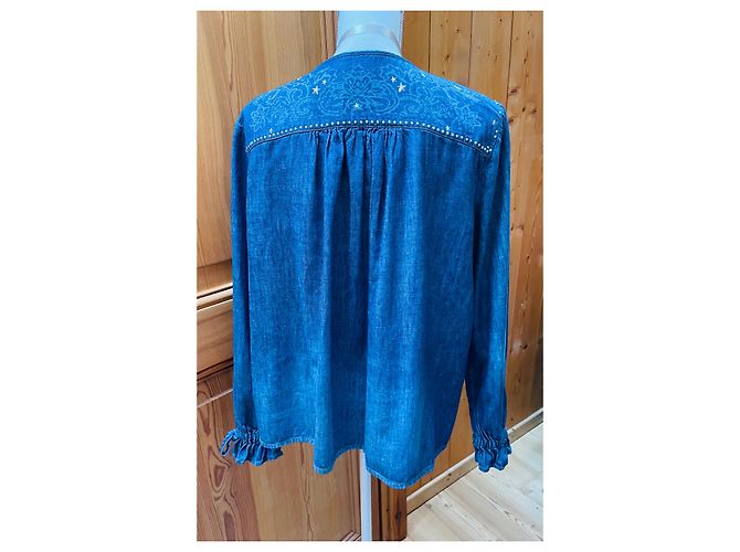 Camicetta Just Cavalli in denim blu con borchie metalliche - vista 5