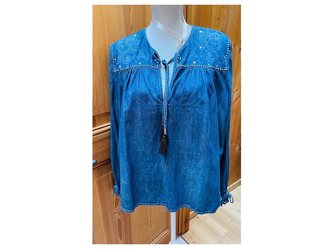 Camicetta Just Cavalli in denim blu con borchie metalliche - vista 6