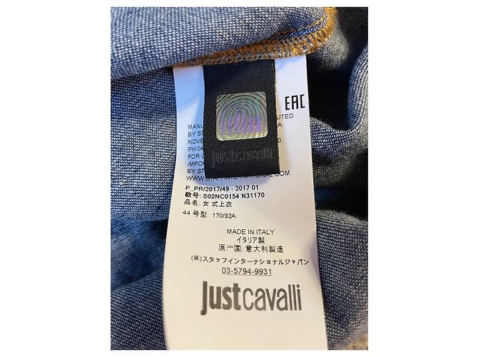 Camicetta Just Cavalli in denim blu con borchie metalliche - vista 8