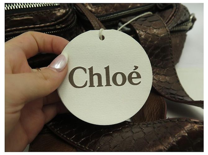 Chloé BOLSA CHLOE BETTY EM BOLSA DE MÃO DE COURO BRONZE PYTHON - vista 8
