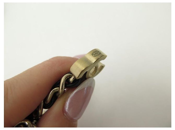 NEUER CHANEL-GÜRTEL-CC-LOGO-INTERLACE-LEDER-HALSKETTE 95 LEDER-STAHLGÜRTEL Golden - Ansicht 8