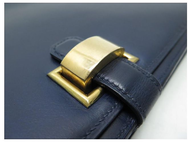 Hermès VINTAGE HANDTASCHE HERMES BRIO LEDERBOX BLAUER SCHULTERHALTER BLAUE LEDERHANDTASCHE Marineblau - Ansicht 10